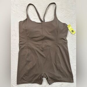 All in Motion Dark Brown UPF 50+ Brushed Sculpt Short Bodysuit Women Size 4X